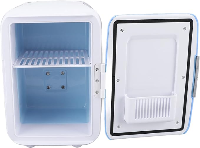 Chill on the Go: Small Portable Car Fridge with Detachable Partition for Food (Blue)