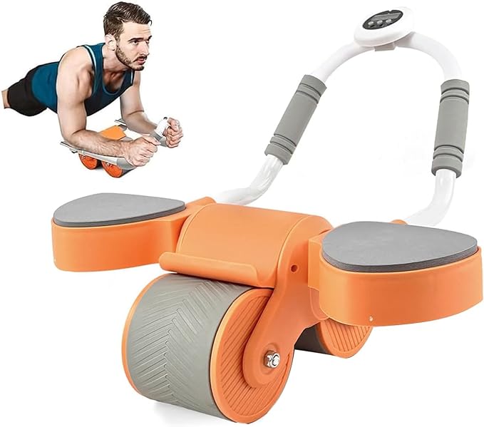 Ab Abdominal Exercise Roller with Elbow Support and Timer, Abs Roller Wheel Core Exercise Equipment, Automatic Rebound Abdominal Wheel