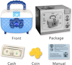 Unlock Fun Learning: Zubumdy Electronic Piggy Bank for Kids - Secure, Password-Protected Money Saving Box in Blue