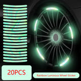Car Tire Rim Reflective Sticker Night Safety Warning Strip Motorcycle Bike Auto Wheel Hub Reflector Stickers Decals 20/40Pcs