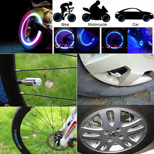 4Pcs Colorful Car Tire Valve Caps LED Car Motorcycle Cycling Wheel Lantern Spokes Hub Tyre Lamp Wheel Caps Auto Tyre Accessories