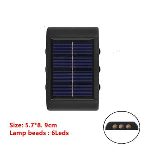 6 LED Solar Lights Outdoor Waterproof Up and Down Luminous Lighting Wall Lamp Garden Decor Stairs Fence Balcony Sunlight Lamps