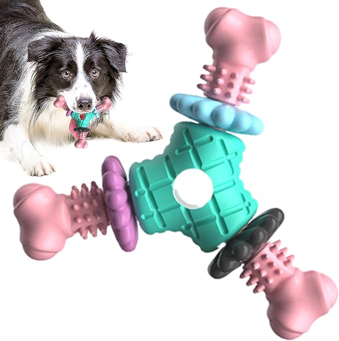 Small and Medium Dog's TPR Rubber Petal Bone Toy - Built Tough for Endless Play, Dental Hygiene, and Gum Massage"