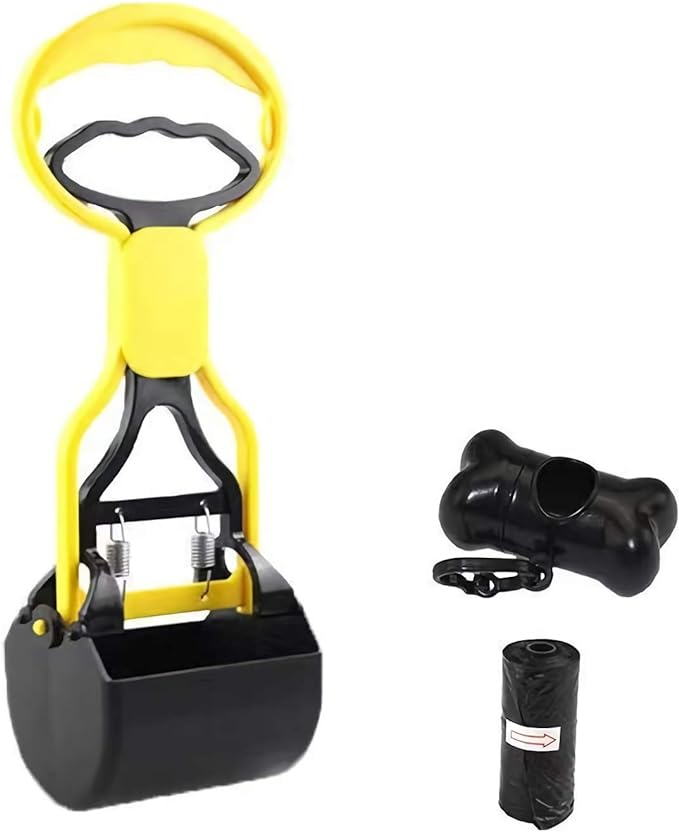FOUAVE Small Pooper Scooper is Suitable for Medium and Small Dogs. It is not Foldable and Very Suitable for Gravel, Grass, Concrete and Yard Shovel (Yellow)