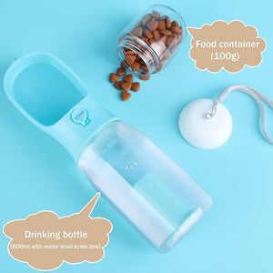 Large Capacity Water Dispenser with Food Container and Poop Bag Dispenser for Dogs