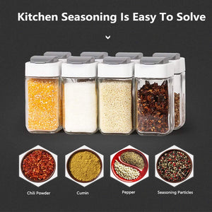 Elevate Your Kitchen Organization: Carousel Spice Salt Shelf with Glass Condiment Set - Premium Pepper Shakers Organizer for Elegant Sauce Bottles