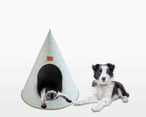 Discover TAU Homes: The Stylish Cone Cave - Easy Assembly Pet House & Bed Condo (Size Small, Light Grey)"
