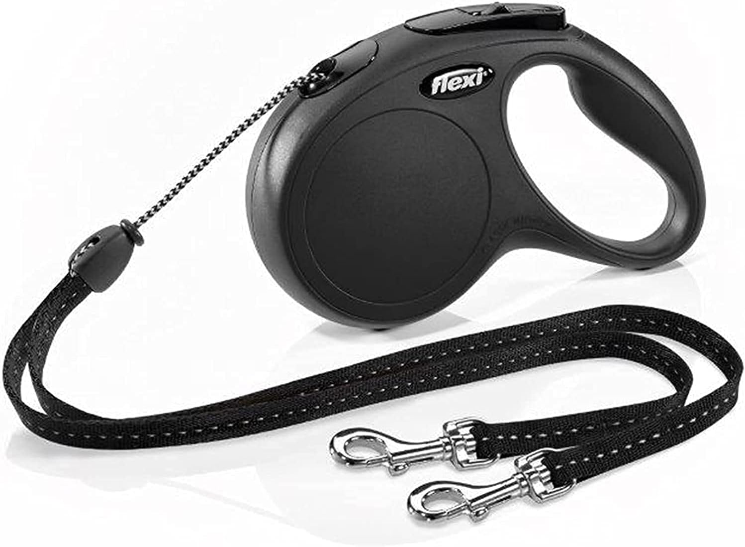 Master Walks with Ease: FLEXI Classic Duo Cord Dog Leash - Black, 18 lbs, 16ft Length
