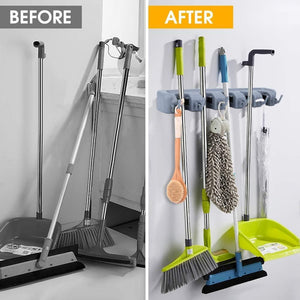 Organize with Ease: Wall Mounted Mop and Broom Holder for Kitchen and Garage"